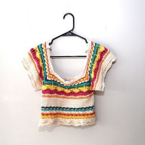 Zara Multicolor Crochet Knit Crop Top